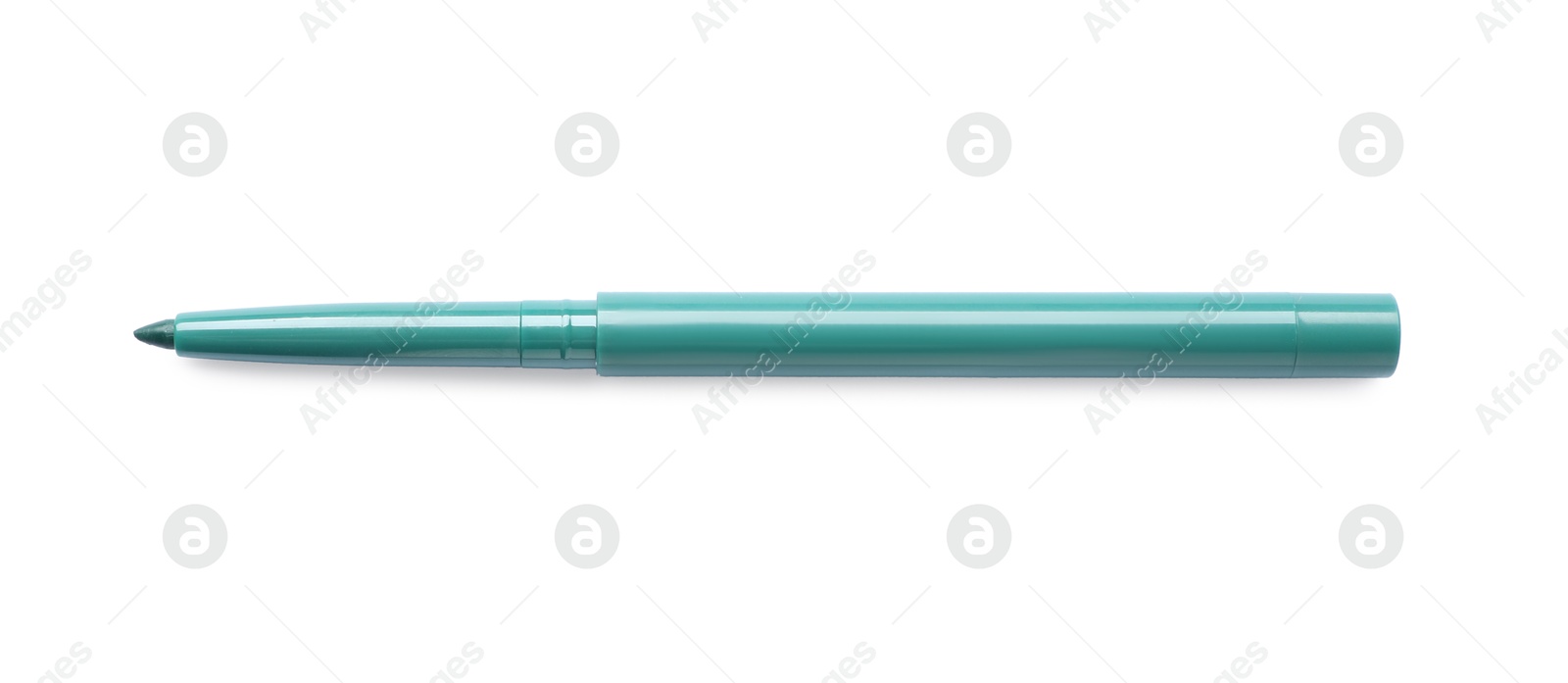 Green twist up eye pencil isolated on white, top view Photo of Green twist up eye pencil isolated on white, top view
