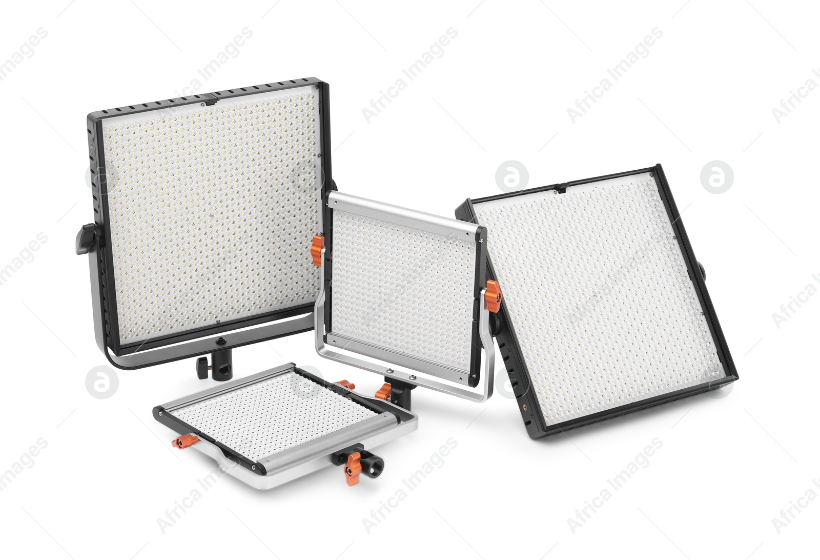 Professional lighting equipment. LED lamps isolated on white Photo of Professional lighting equipment. LED lamps isolated on white