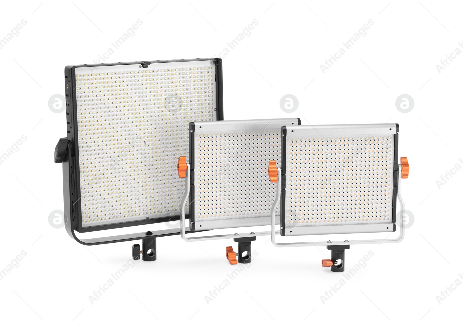 Professional lighting equipment. LED lamps isolated on white Photo of Professional lighting equipment. LED lamps isolated on white
