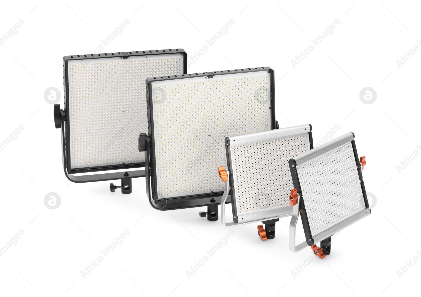 Professional lighting equipment. LED lamps isolated on white Photo of Professional lighting equipment. LED lamps isolated on white