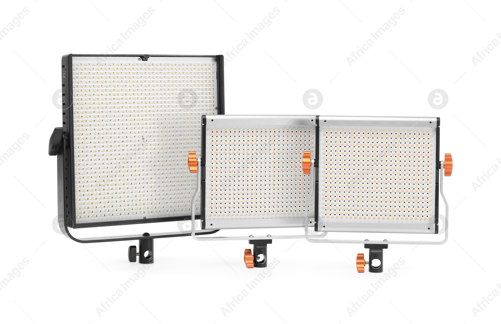 Professional lighting equipment. LED lamps isolated on white Photo of Professional lighting equipment. LED lamps isolated on white