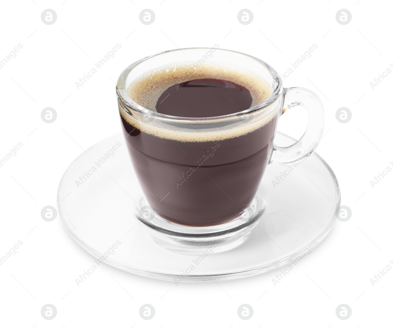 Aromatic coffee in cup isolated on white Photo of Aromatic coffee in cup isolated on white