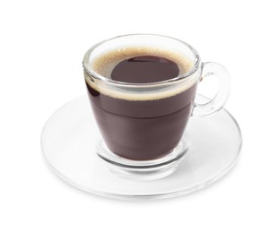 Photo of Aromatic coffee in cup isolated on white