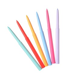 Photo of Bright twist up eye pencils isolated on white