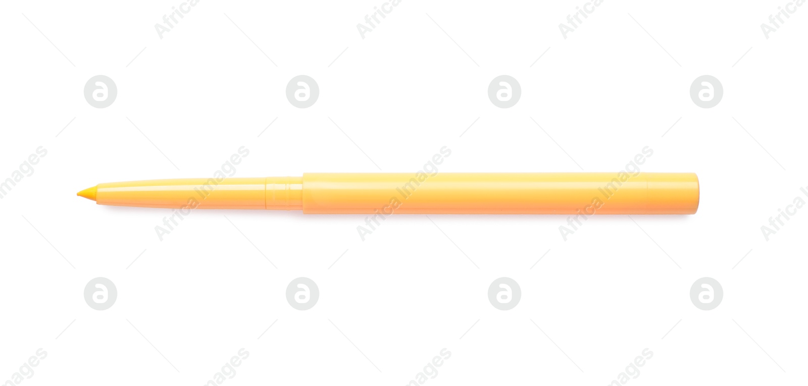 Yellow twist up eye pencil isolated on white, top view Photo of Yellow twist up eye pencil isolated on white, top view