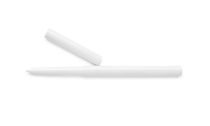 Photo of Twist up eye pencil isolated on white, top view