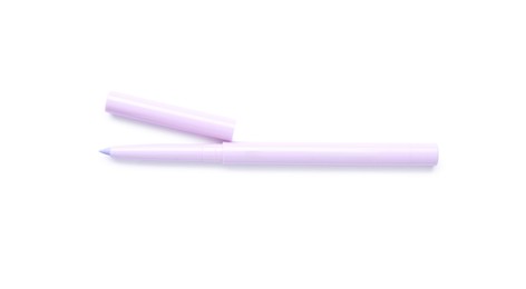 Photo of Lilac twist up eye pencil isolated on white, top view