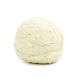 Photo of One scoop of delicious ice cream on white background