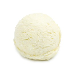 Photo of One scoop of delicious ice cream on white background