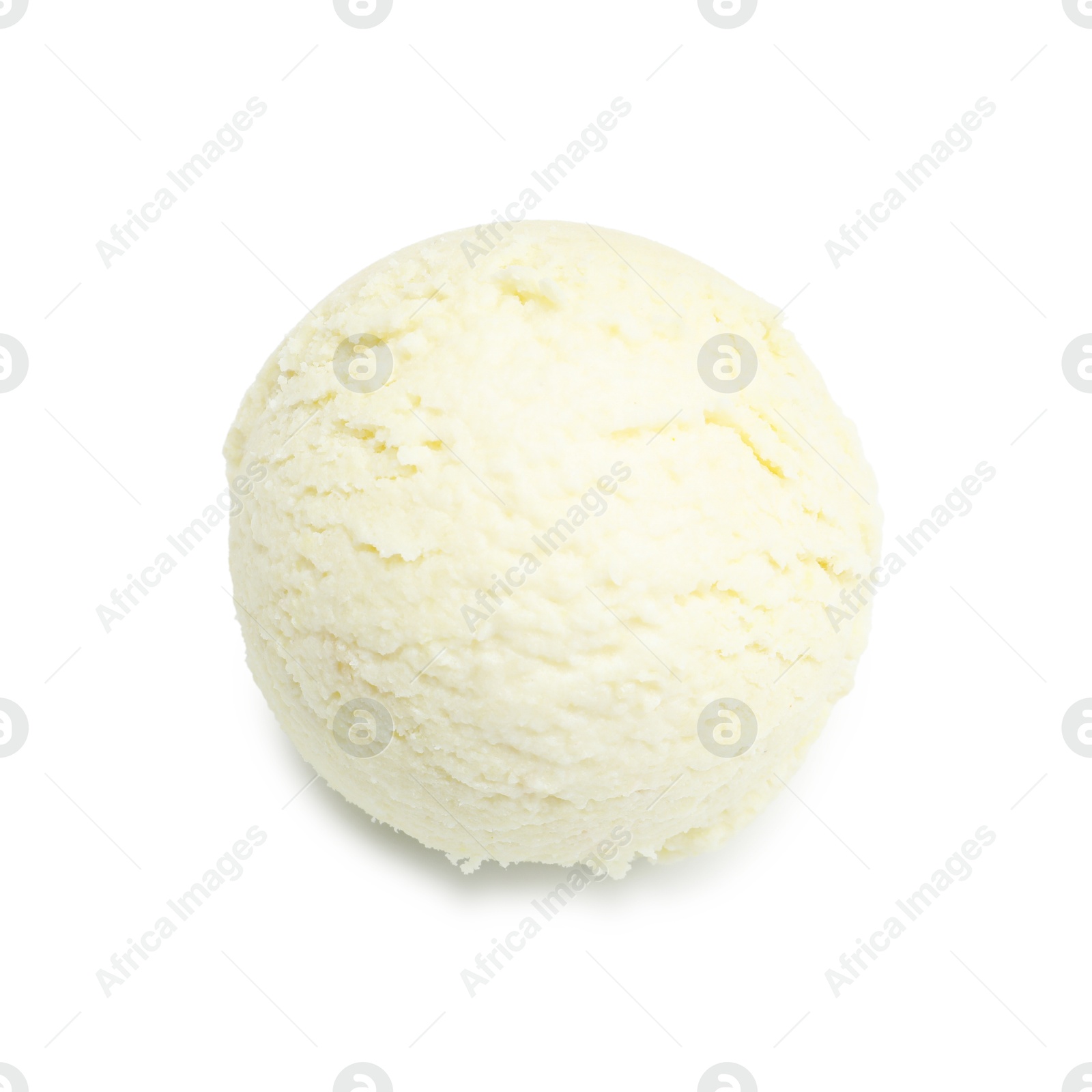 One scoop of delicious ice cream on white background, top view Photo of One scoop of delicious ice cream on white background, top view