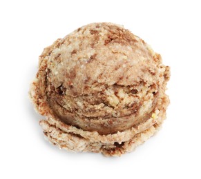 Photo of One scoop of delicious ice cream on white background