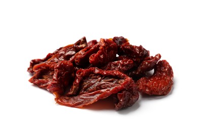 Photo of Delicious sun dried tomatoes isolated on white