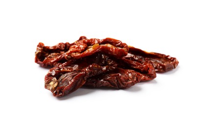 Photo of Delicious sun dried tomatoes isolated on white