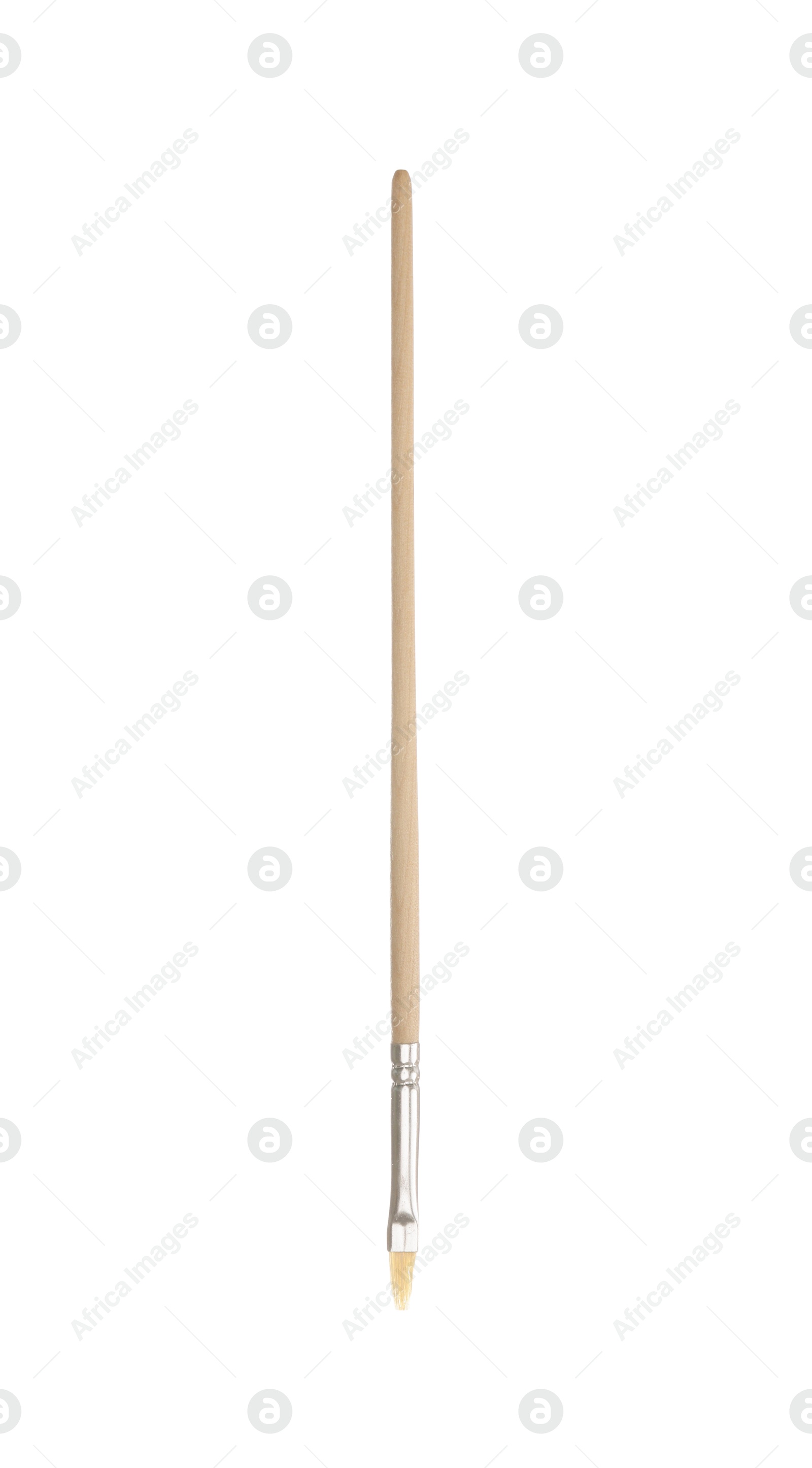 One wooden paint brush isolated on white Photo of One wooden paint brush isolated on white