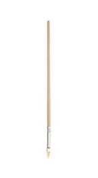 Photo of One wooden paint brush isolated on white
