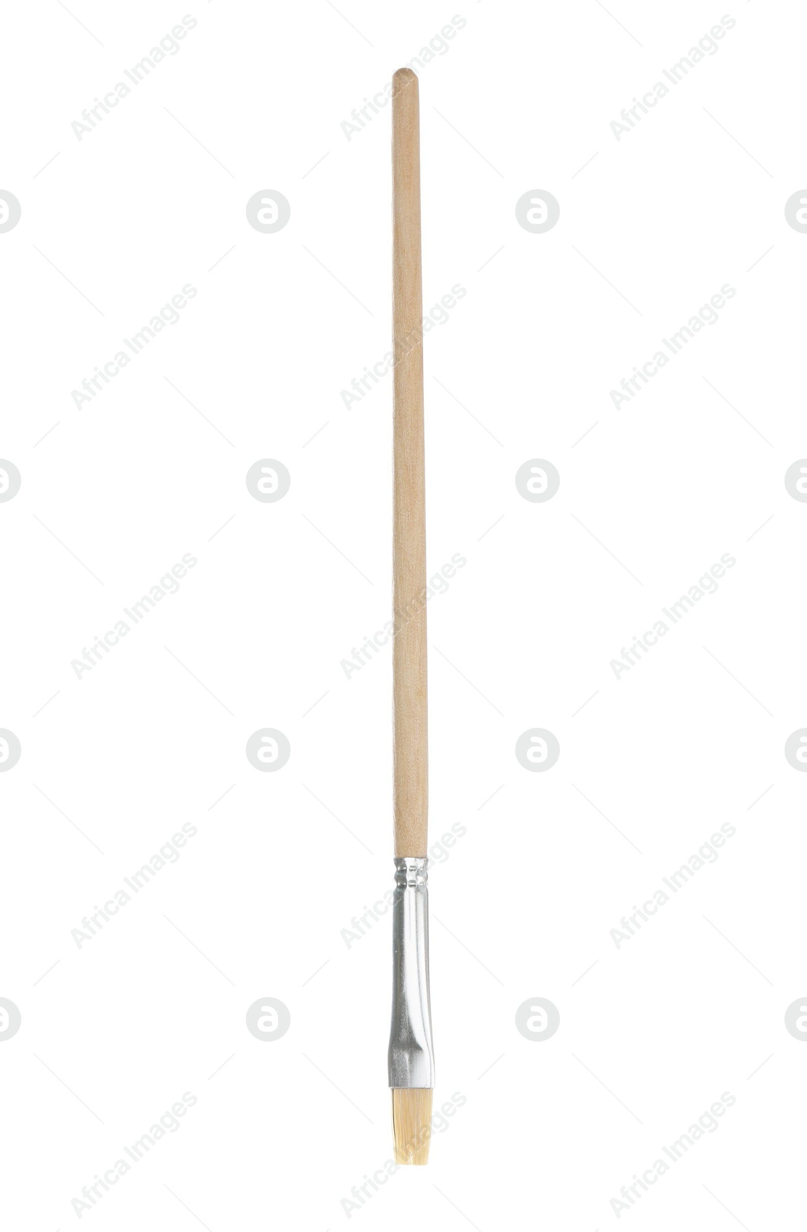 One wooden paint brush isolated on white Photo of One wooden paint brush isolated on white