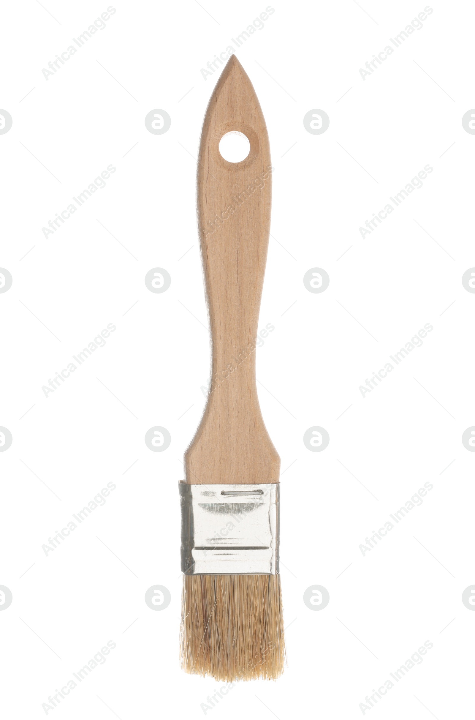 One wooden paint brush isolated on white Photo of One wooden paint brush isolated on white