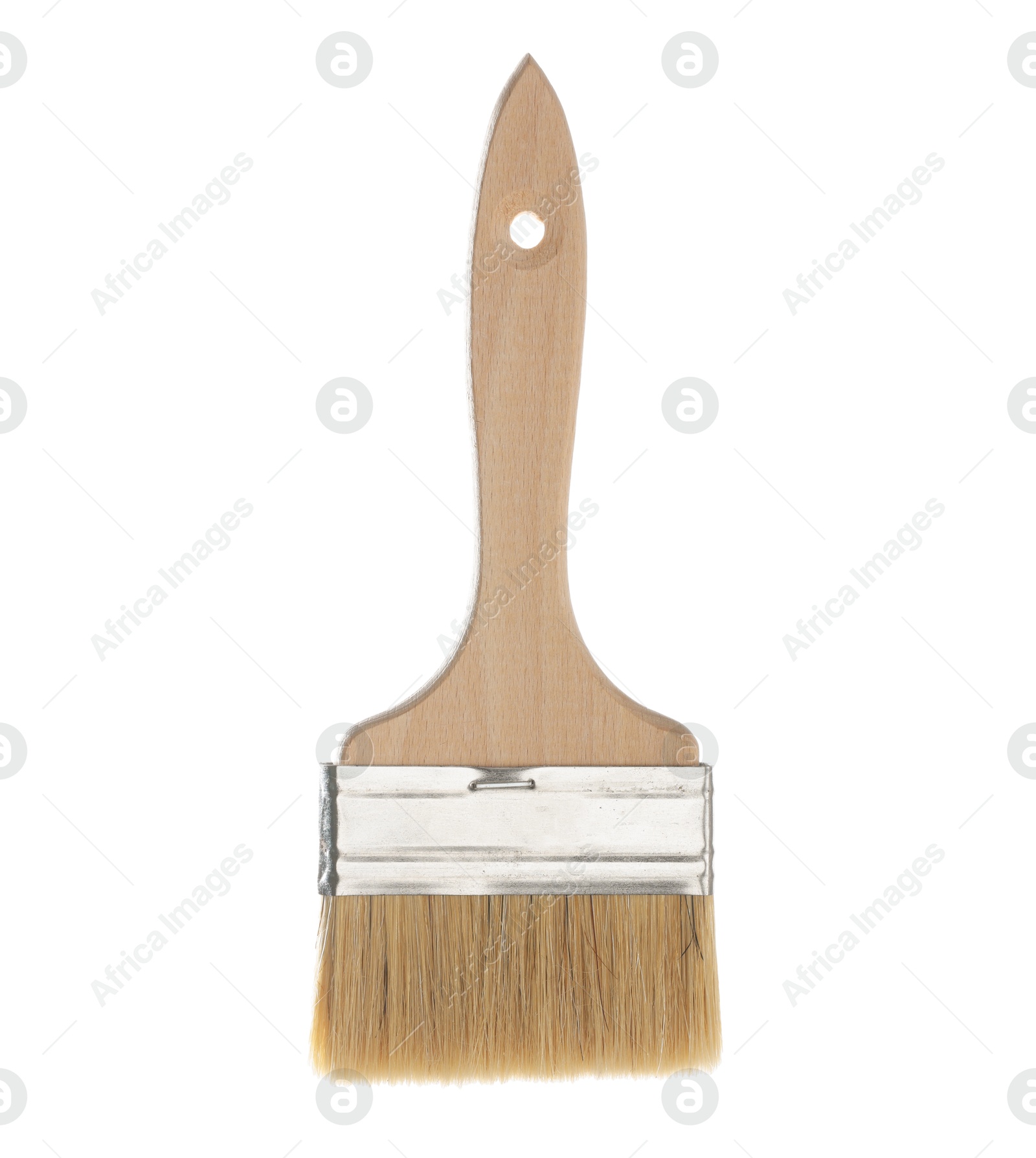 One wooden paint brush isolated on white Photo of One wooden paint brush isolated on white