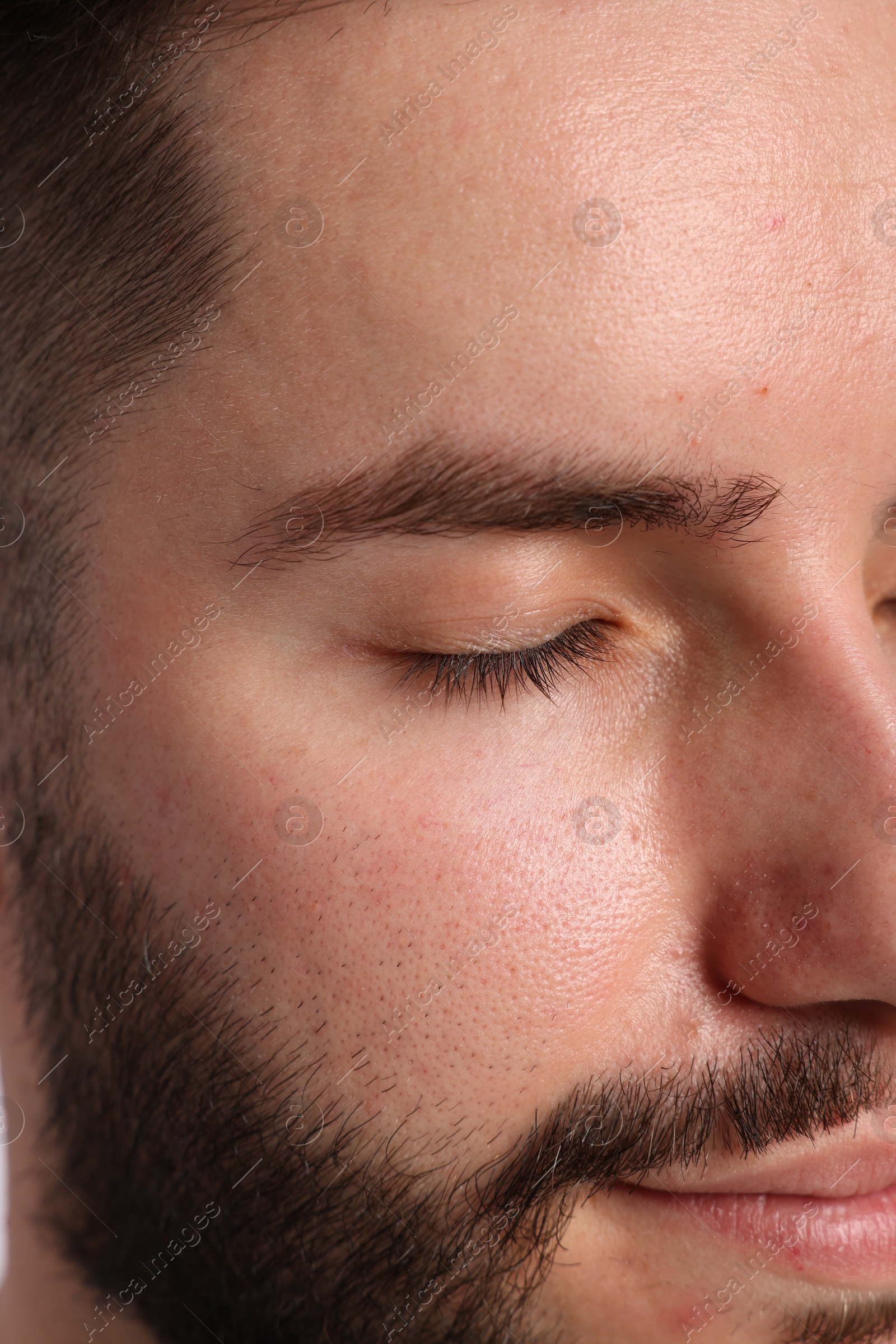 Handsome man before eyebrows correction, closeup view Photo of Handsome man before eyebrows correction, closeup view