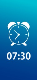 Image of Alarm clock app for mobile phone. Interface with set time