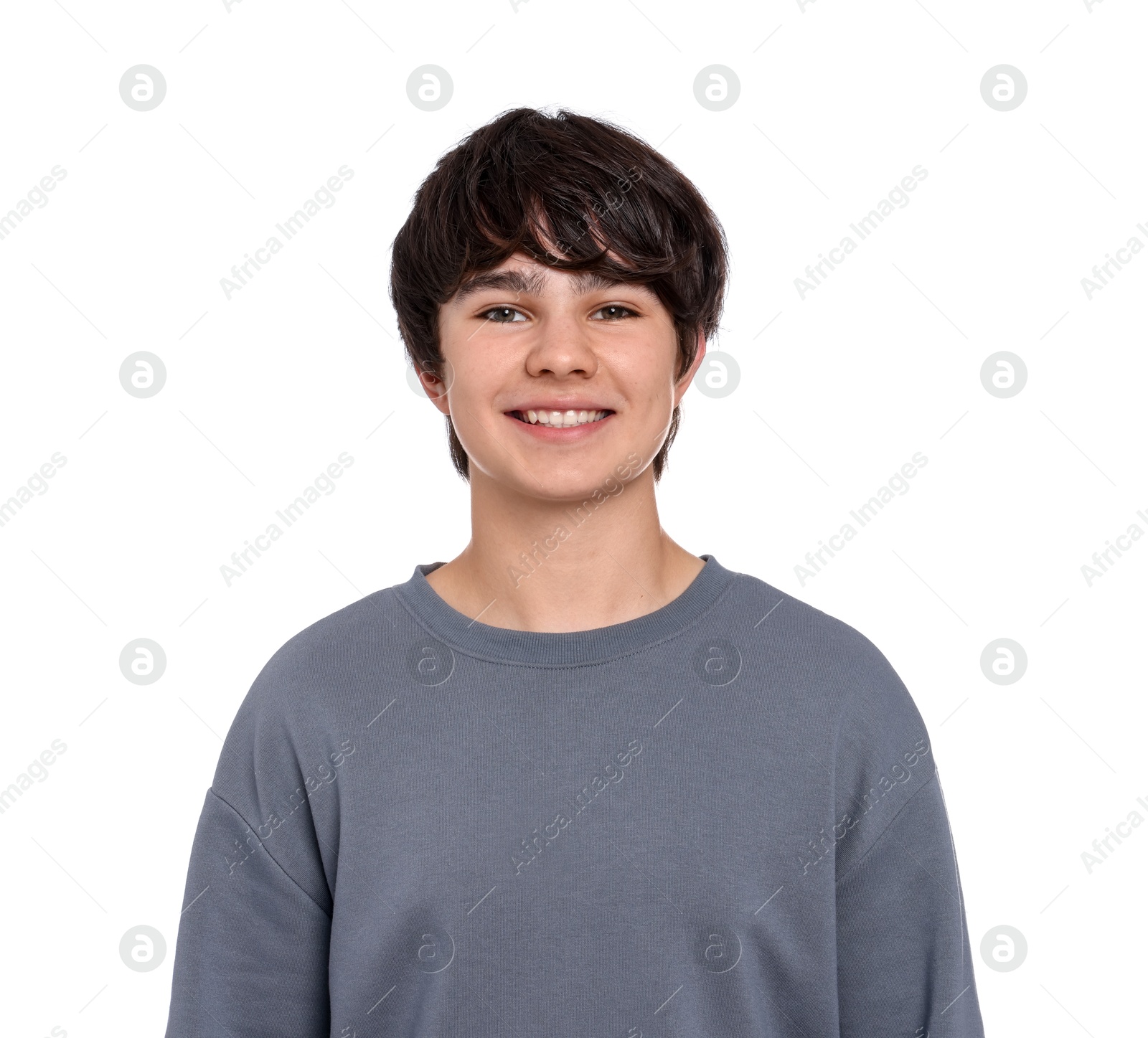 Portrait of teenage boy on white background Photo of Portrait of teenage boy on white background