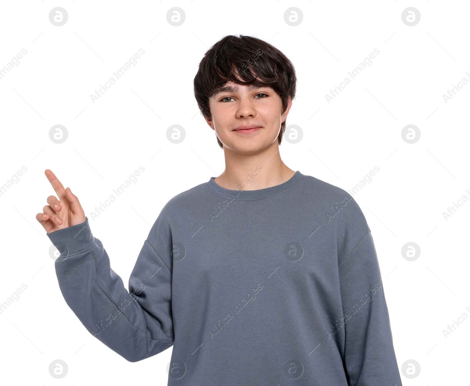 Portrait of teenage boy on white background Photo of Portrait of teenage boy on white background