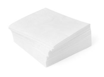 Photo of Stack of disposable paper handkerchiefs isolated on white