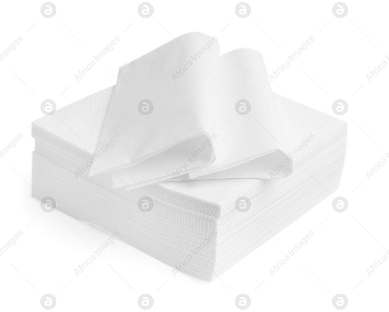 Stack of disposable paper handkerchiefs isolated on white Photo of Stack of disposable paper handkerchiefs isolated on white