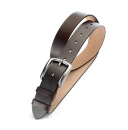 Photo of One brown leather belt isolated on white