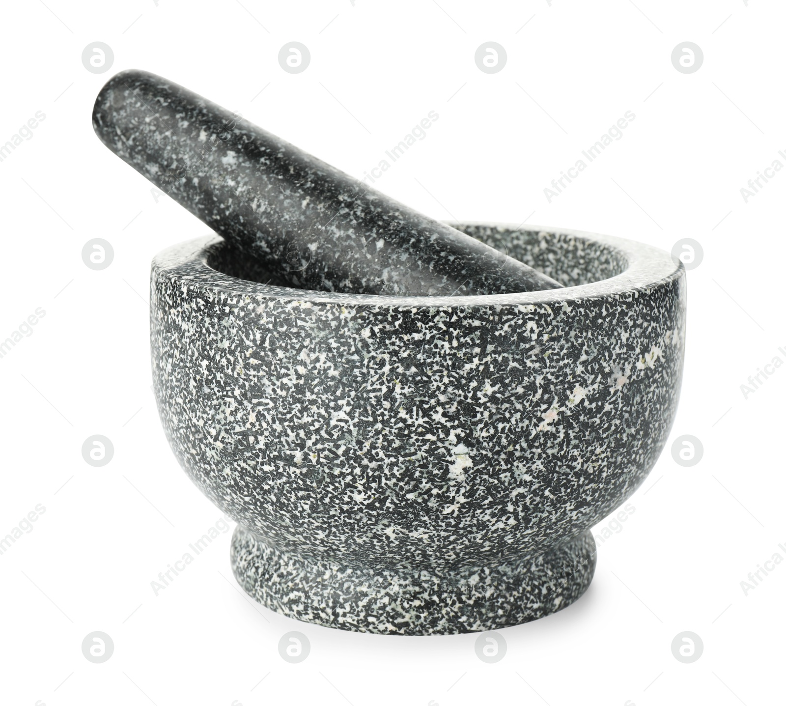 Stone mortar and pestle isolated on white Photo of Stone mortar and pestle isolated on white
