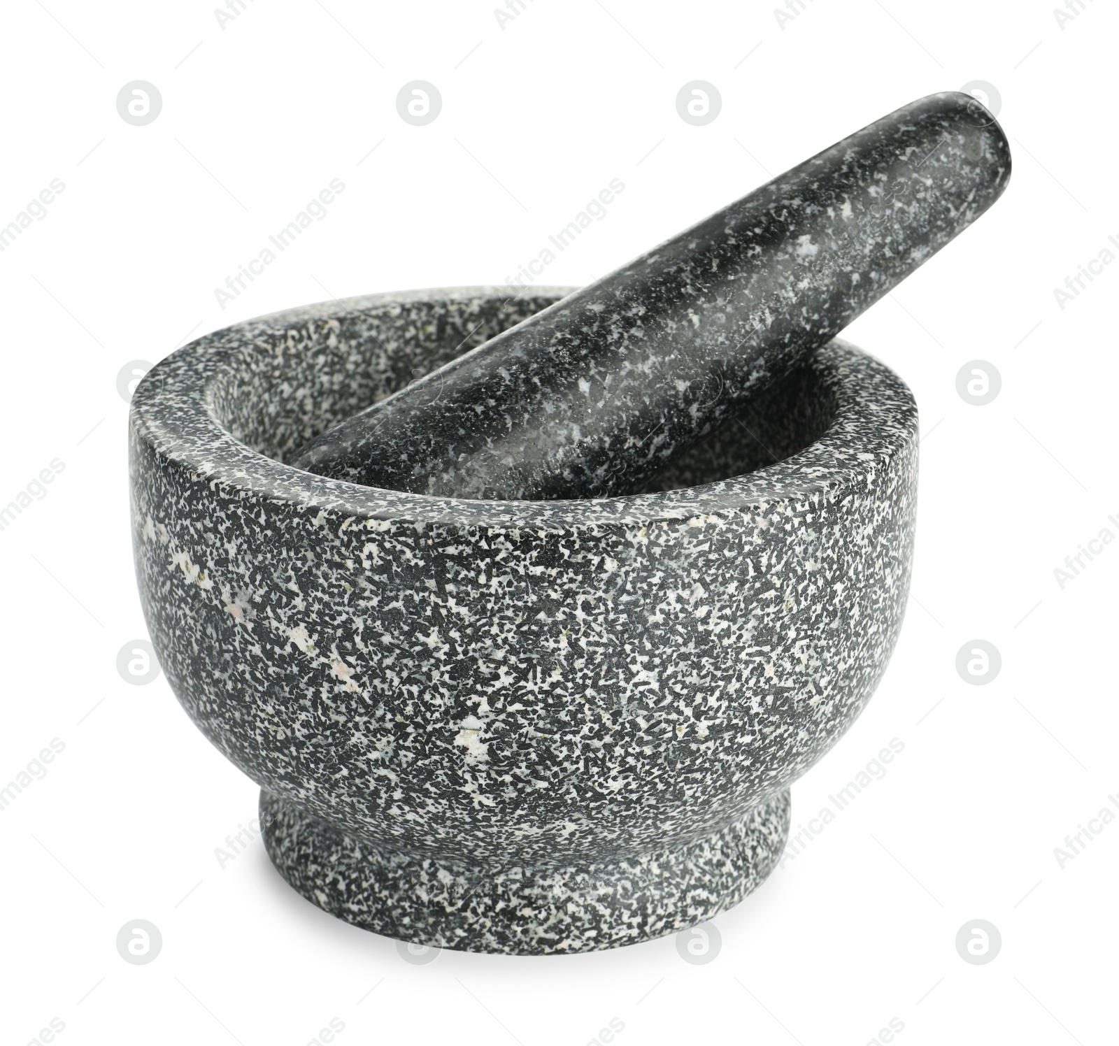 Stone mortar and pestle isolated on white Photo of Stone mortar and pestle isolated on white