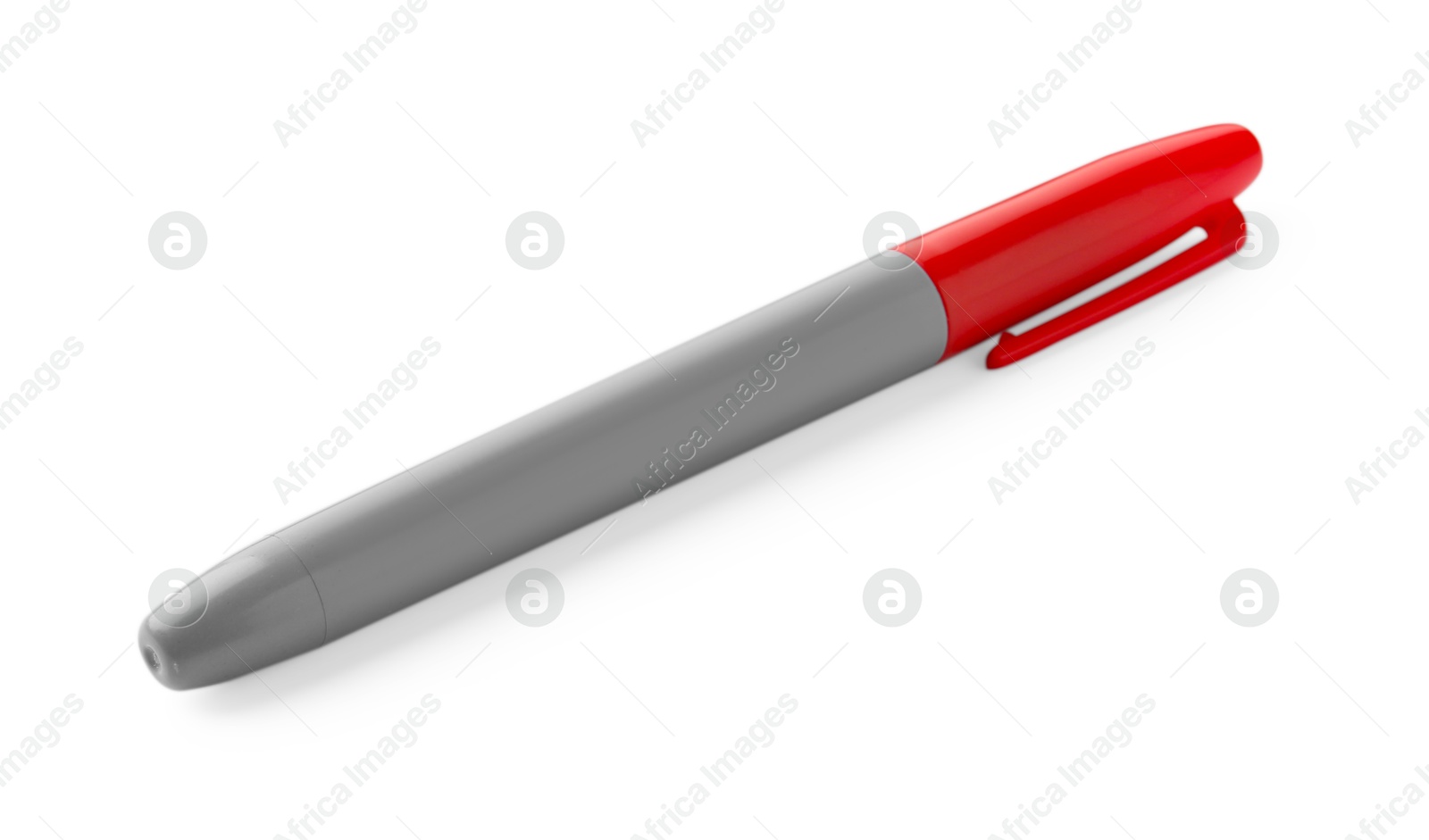 One red color marker isolated on white Photo of One red color marker isolated on white