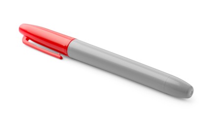 Photo of One red color marker isolated on white