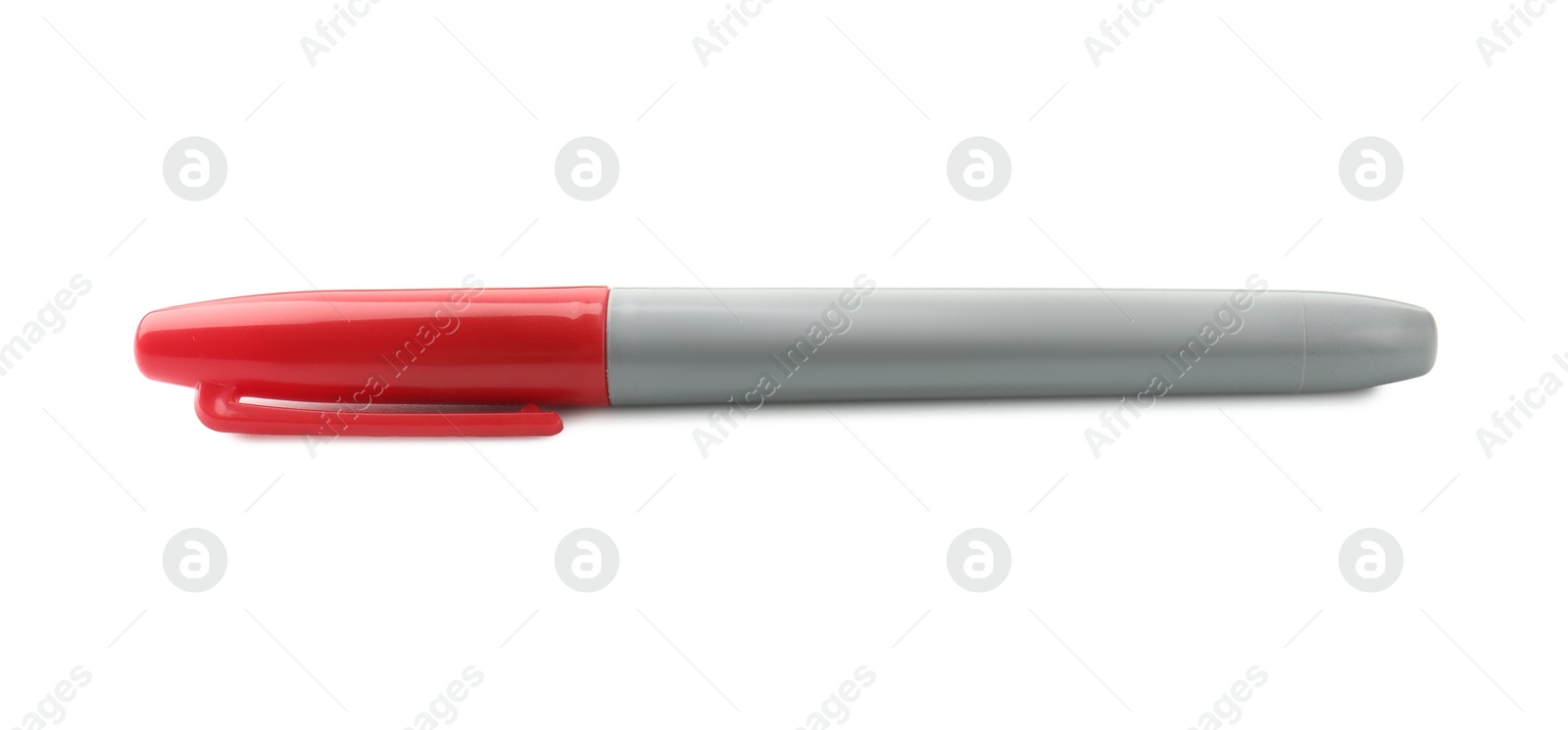 One red color marker isolated on white Photo of One red color marker isolated on white