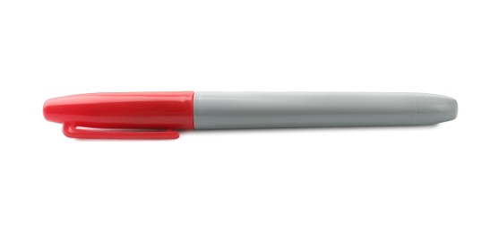 Photo of One red color marker isolated on white