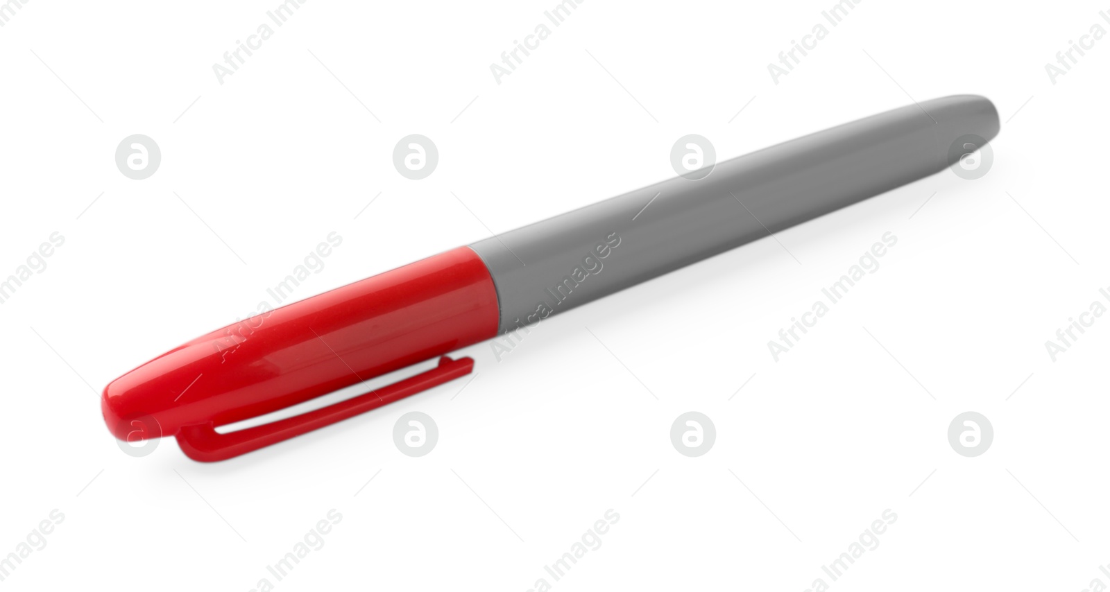 One red color marker isolated on white Photo of One red color marker isolated on white