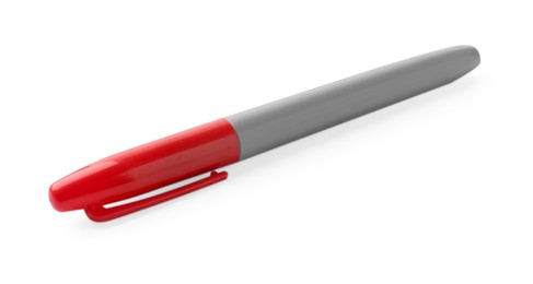 Photo of One red color marker isolated on white