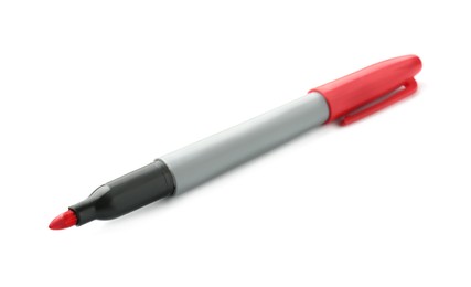 Photo of One red color marker isolated on white