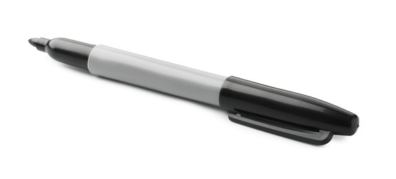 Photo of One black color marker isolated on white