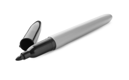 Photo of One black marker with cap isolated on white