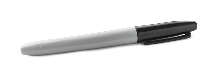 Photo of One black color marker isolated on white