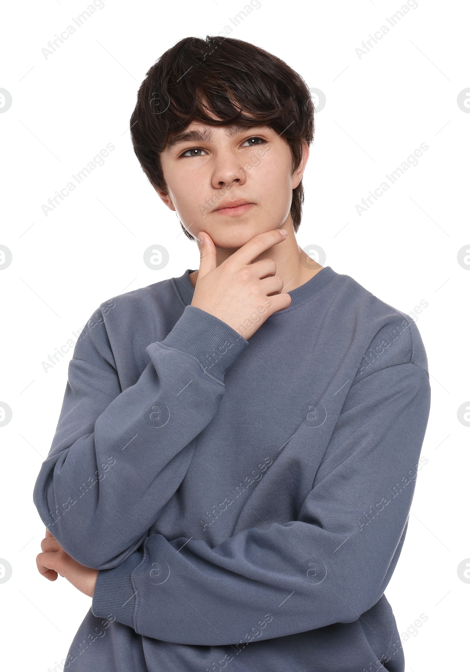 Portrait of teenage boy on white background Photo of Portrait of teenage boy on white background