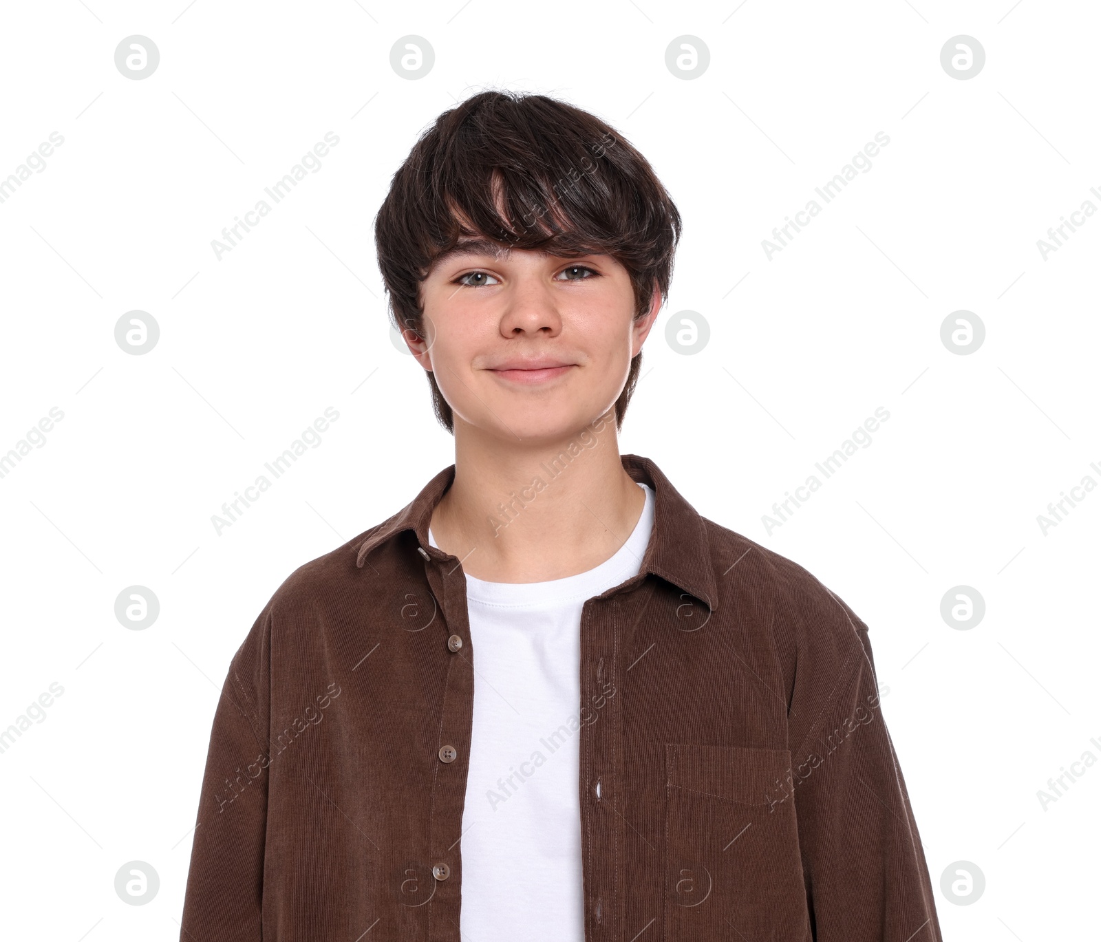 Portrait of teenage boy on white background Photo of Portrait of teenage boy on white background