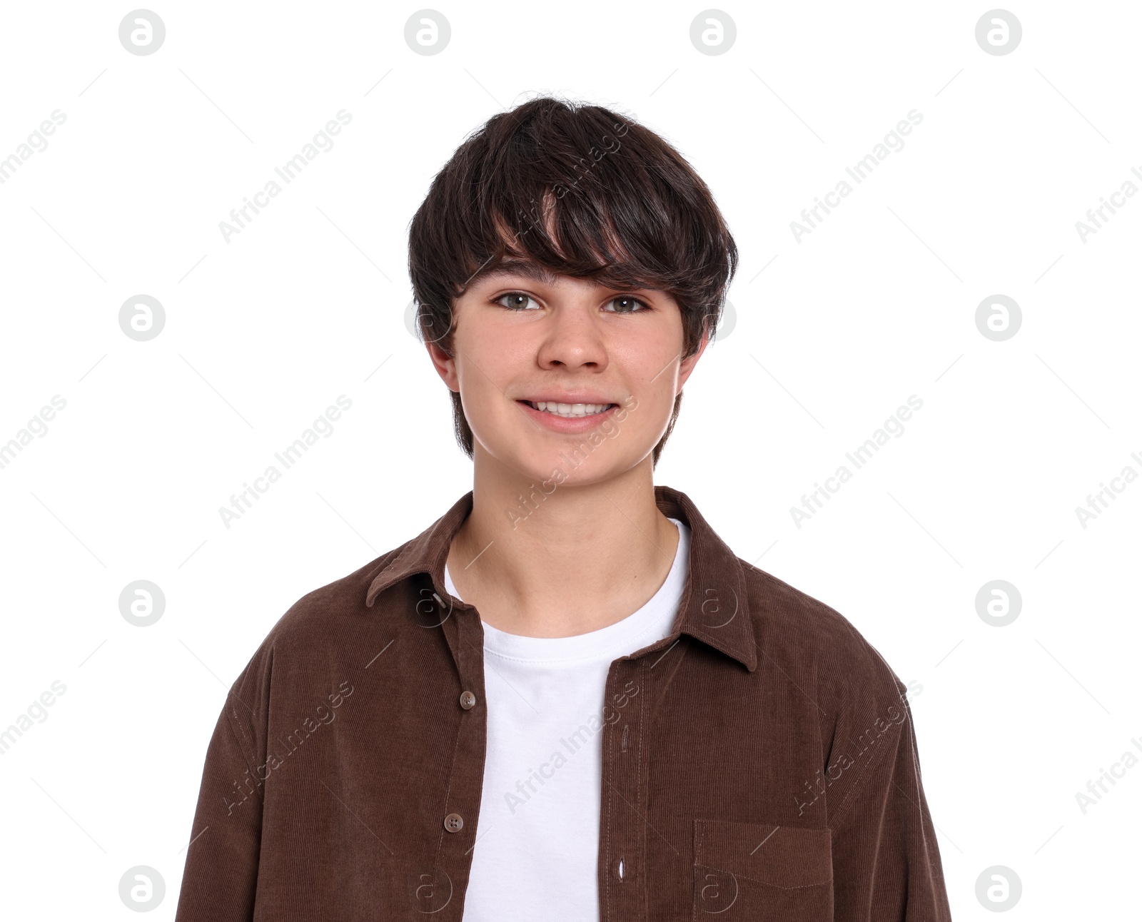 Portrait of teenage boy on white background Photo of Portrait of teenage boy on white background