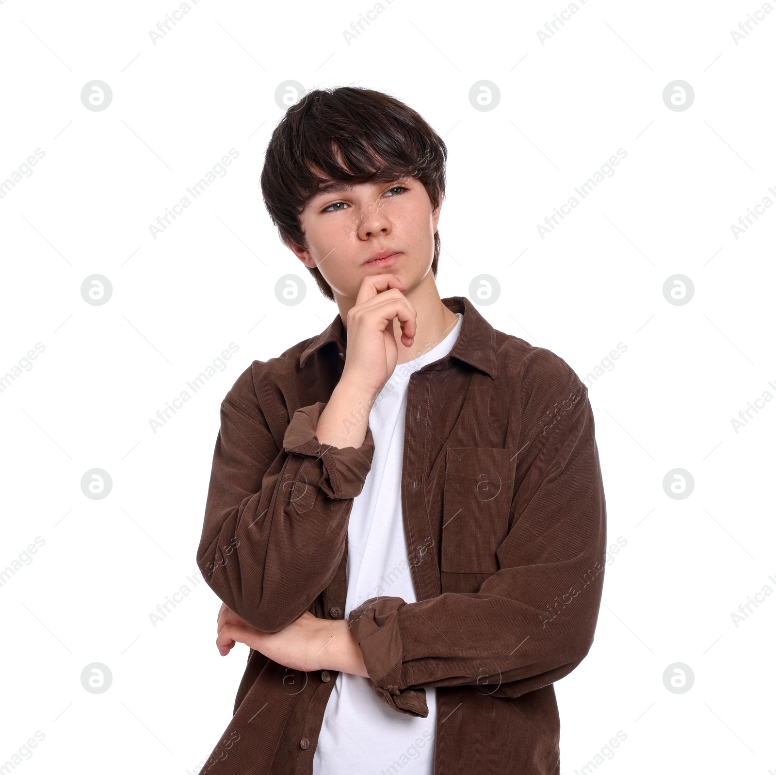 Portrait of teenage boy on white background Photo of Portrait of teenage boy on white background