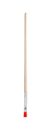 Photo of Brush with red paint isolated on white