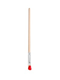 Photo of Brush with red paint isolated on white