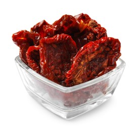 Photo of Tasty sun dried tomatoes isolated on white