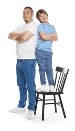 Photo of Father with his son on white background