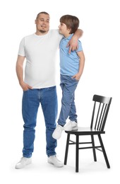 Photo of Father with his son on white background